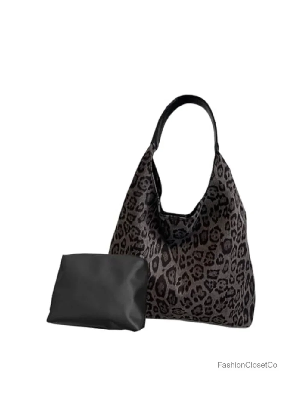 Faux Suede Leopard Print Hobo Tote Bag for Women Large Capacity